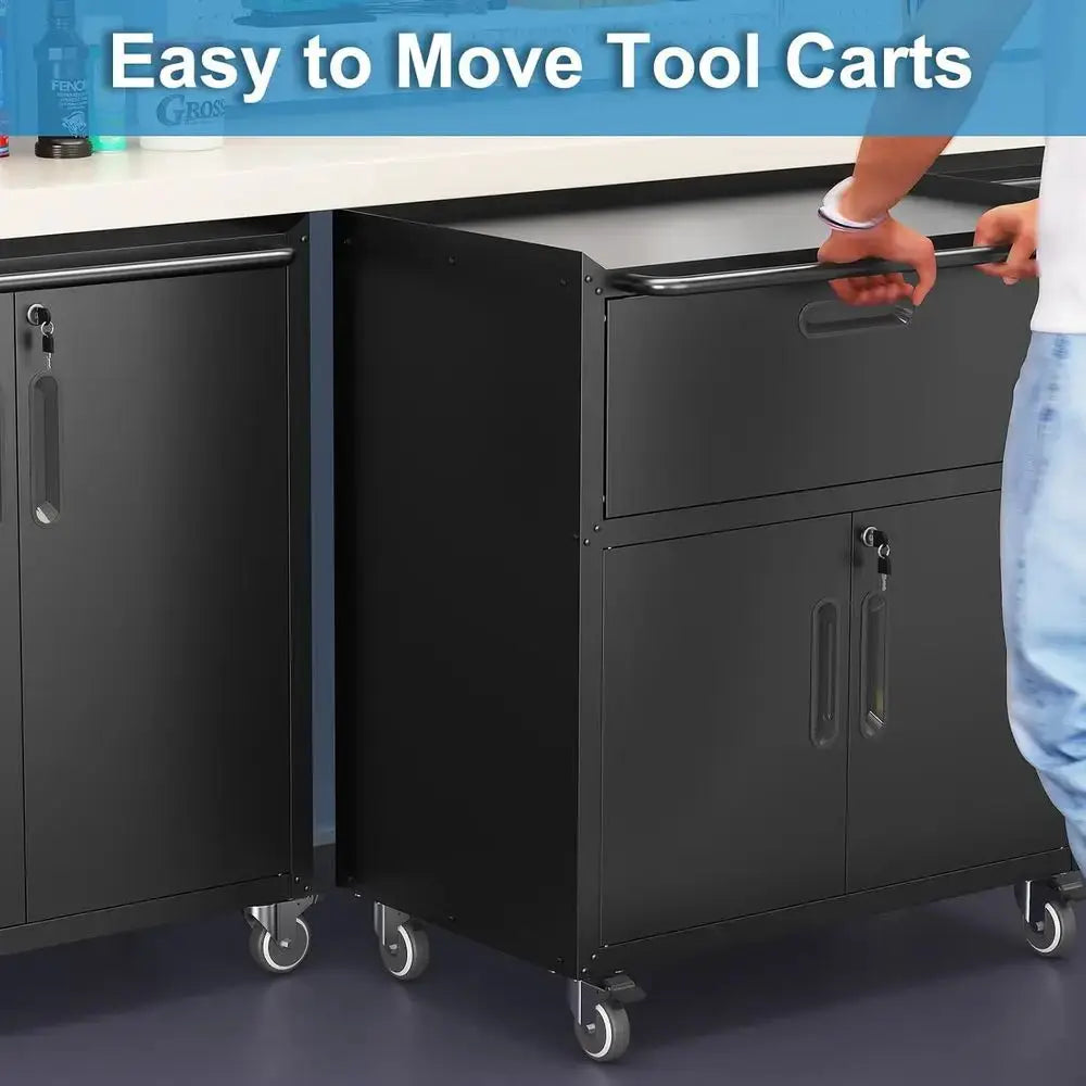 Heavy-Duty Rolling Storage Cabinet with Lock and Metal Tool Cabinet Wheels for Garage, Workshop, or Warehouse from PriceLows™