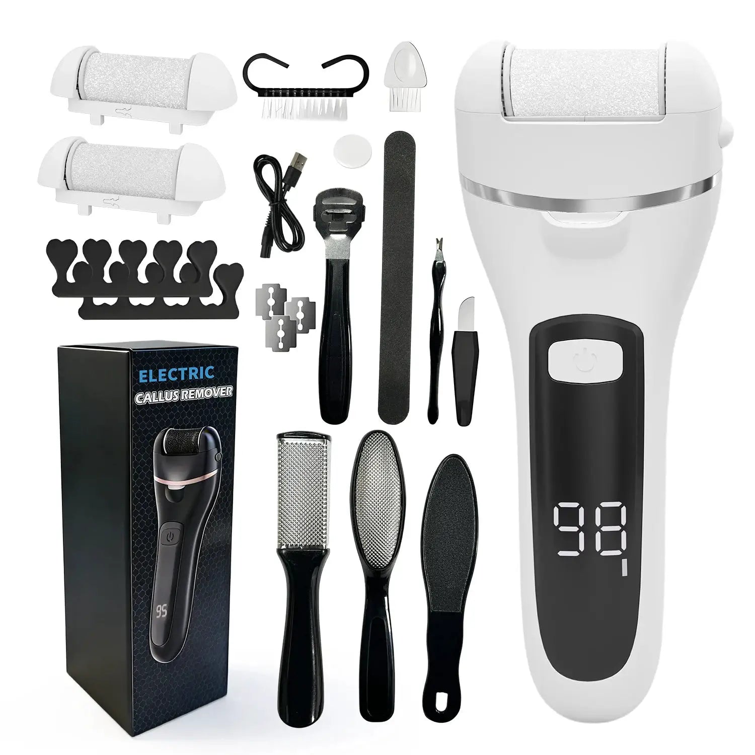 Rechargeable Electric Callus Remover Professional Pedicure Machine Foot File Grinder with 3 Heads for Dead Skin Removal from PriceLows™