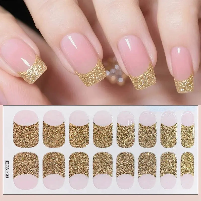 Full Cover Nail Stickers Fashion Nail Polish Nail Decoration Sparkling Glitter Self Adhesive Manicure Designer Nail Art Sticker from PriceLows™