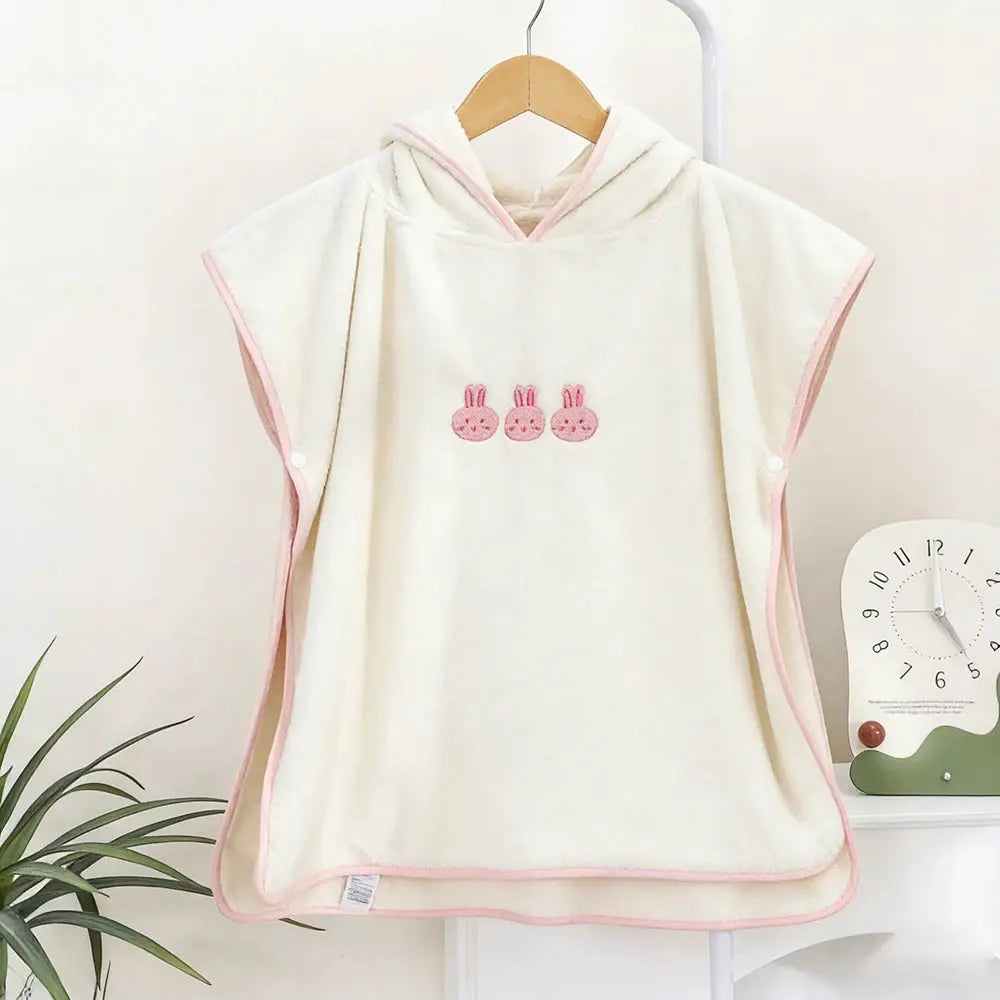 Hooded Baby Bath Towel | Coral Velvet | Cartoon Embroidery | Age 1-3 Years