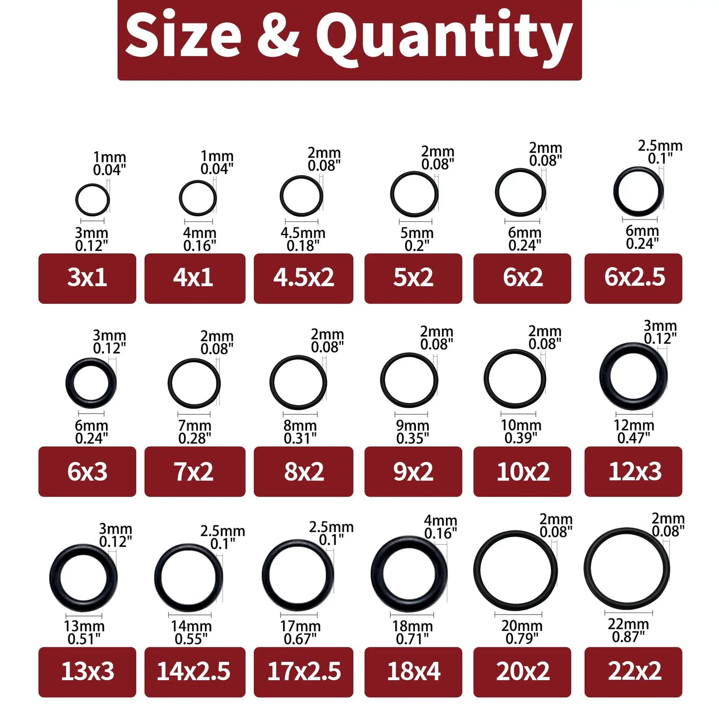 255pcs Rubber O Rings Kit, 18 Size Metric NBR Washer Gasket Sealing Assortment Kit, for Plumbing Faucet, Automotive, Air Or Gas from PriceLows™