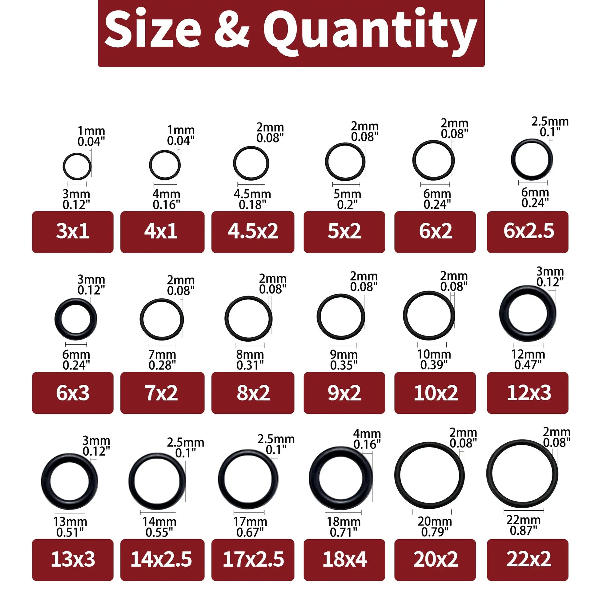 255pcs Rubber O Rings Kit, 18 Size Metric NBR Washer Gasket Sealing Assortment Kit, for Plumbing Faucet, Automotive, Air Or Gas from PriceLows™