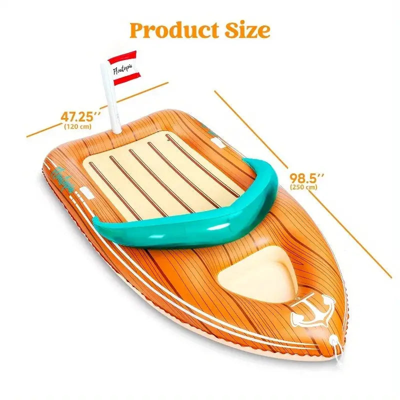 Giant Boat Pool Float | With Cooler | 8 Ft Long | Two Person Capacity