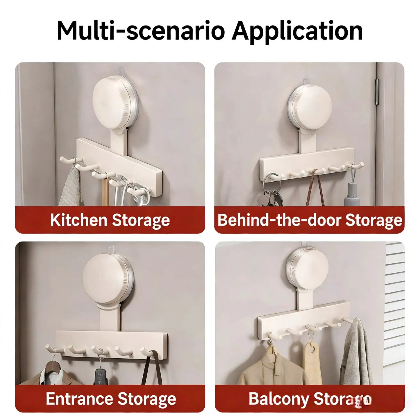 1Pc Suction Cup Hooks No-Drill Wall-Mounted Kitchen Organizer - Strong Load-Bearing Rack for Spatulas Ladles & Utensils from PriceLows™