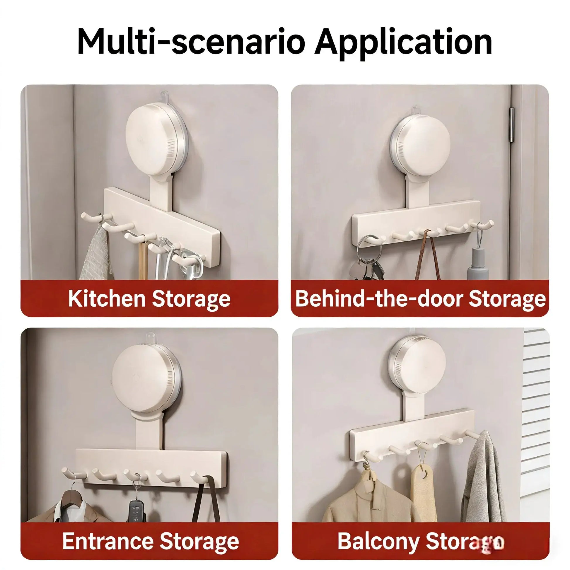 1Pc Suction Cup Hooks No-Drill Wall-Mounted Kitchen Organizer - Strong Load-Bearing Rack for Spatulas Ladles & Utensils from PriceLows™