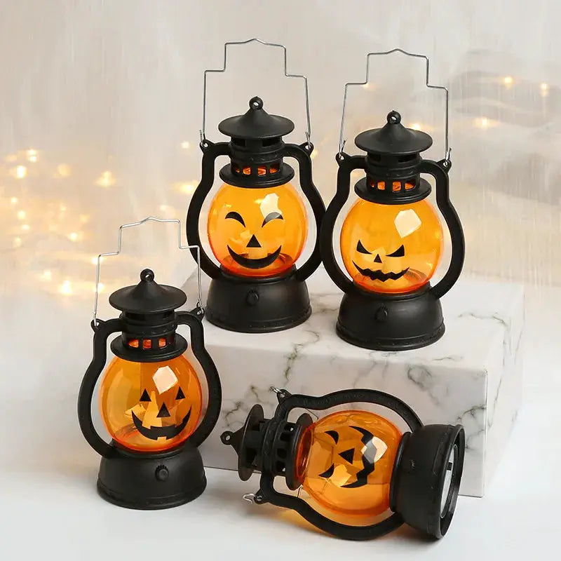 Halloween Pumpkin Light | Plastic Shell | Ghost Accent Glow | Mini Size