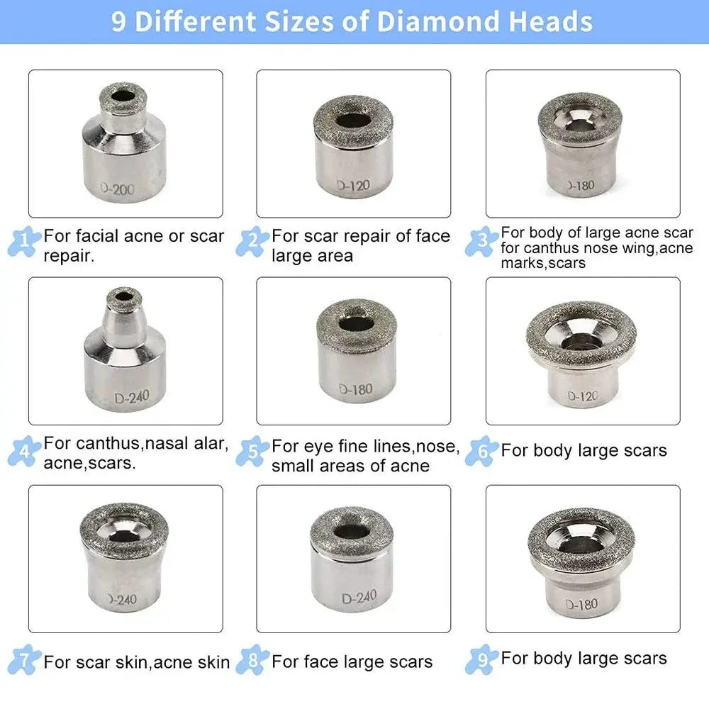 Diamond Microdermabrasion Tips | 9 Pack Wands And Nozzles For Skin Peeling