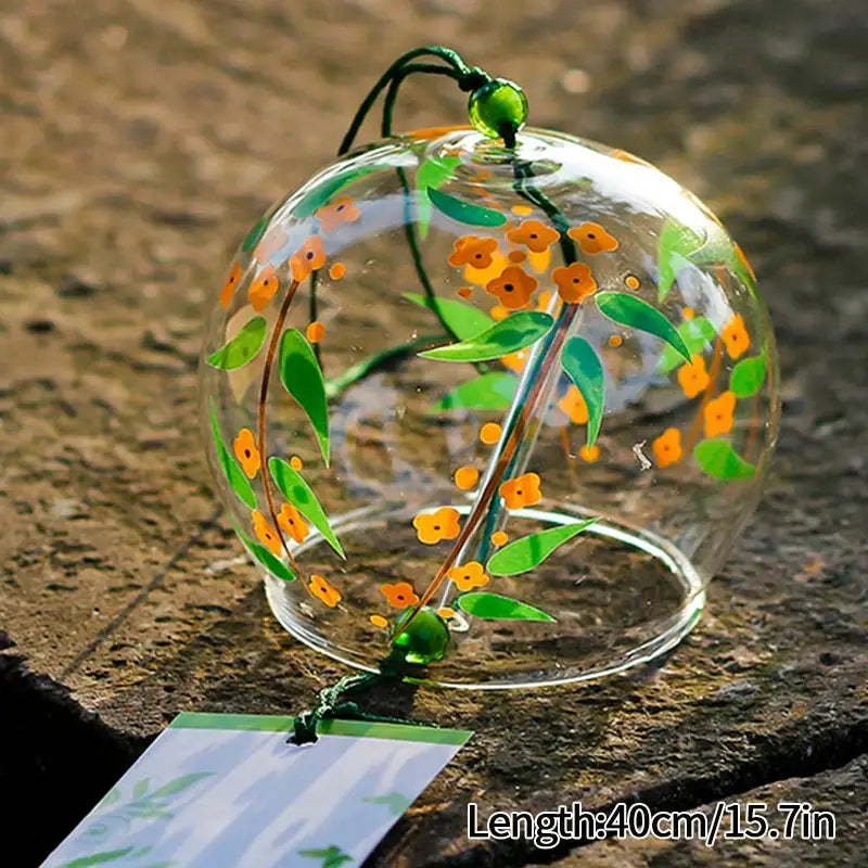 Japanese Sakura Glass Wind Chime Cherry Blossom Wind Bell Korean Kawaii Room Decor Hanging Decor Wind Chimes Outdoor 후우링 from PriceLows™