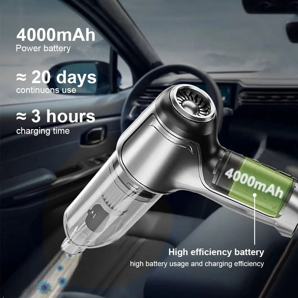 Car Vacuum Cleaner | 95000Pa Suction | 40 Min Battery Life | Cordless Handheld