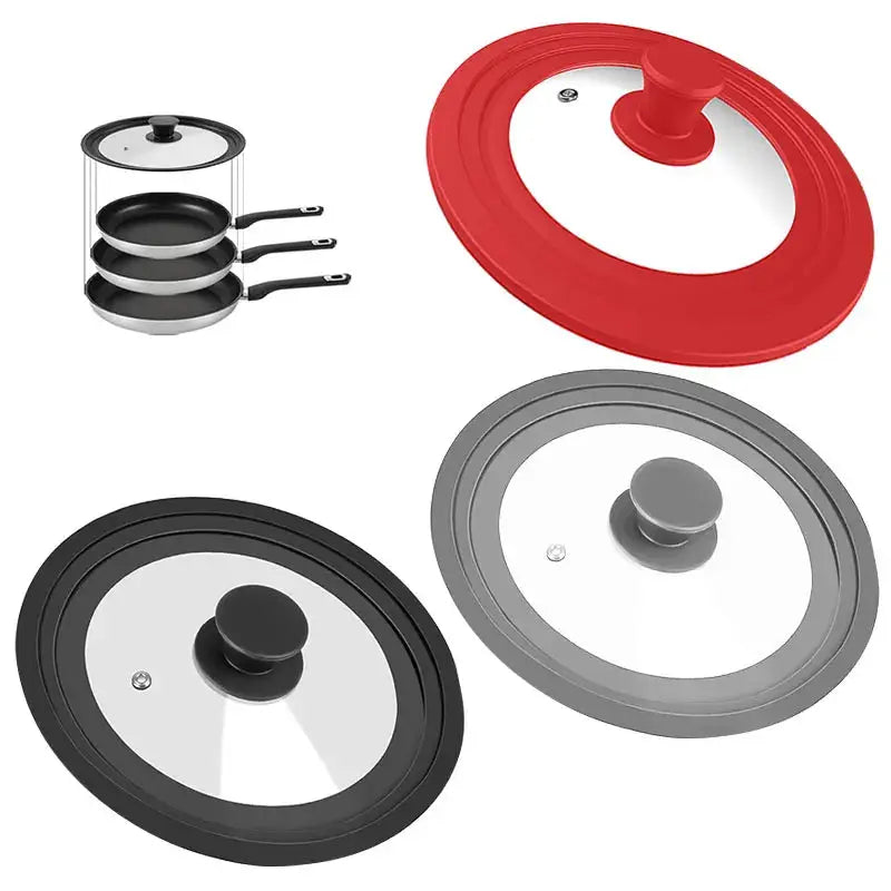 Pot Lid | Heat Resistant Silicone Rim | Tempered Glass | Fits 24/26/28 cm