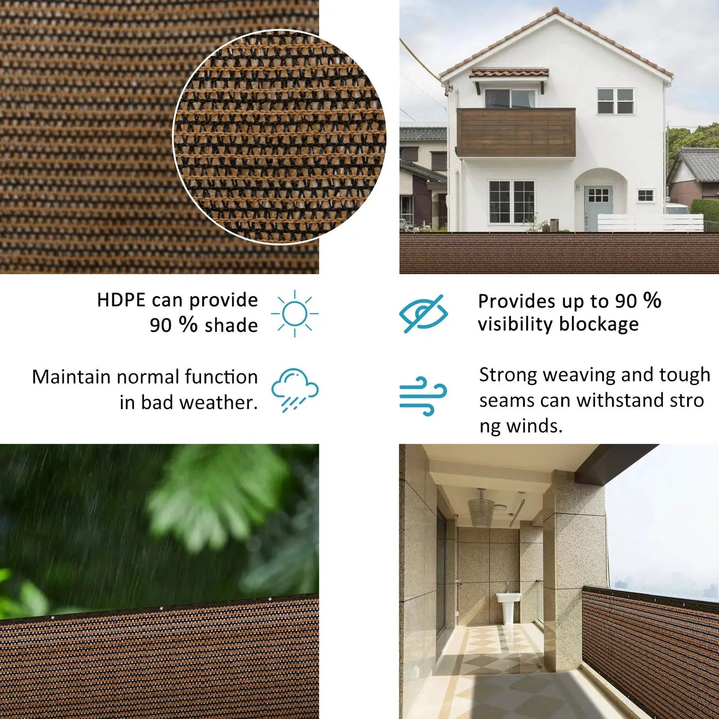 Privacy Fence Screen | 120GSM Hdpe Mesh Shade Net | Black Color | 3.2 By 20 Ft
