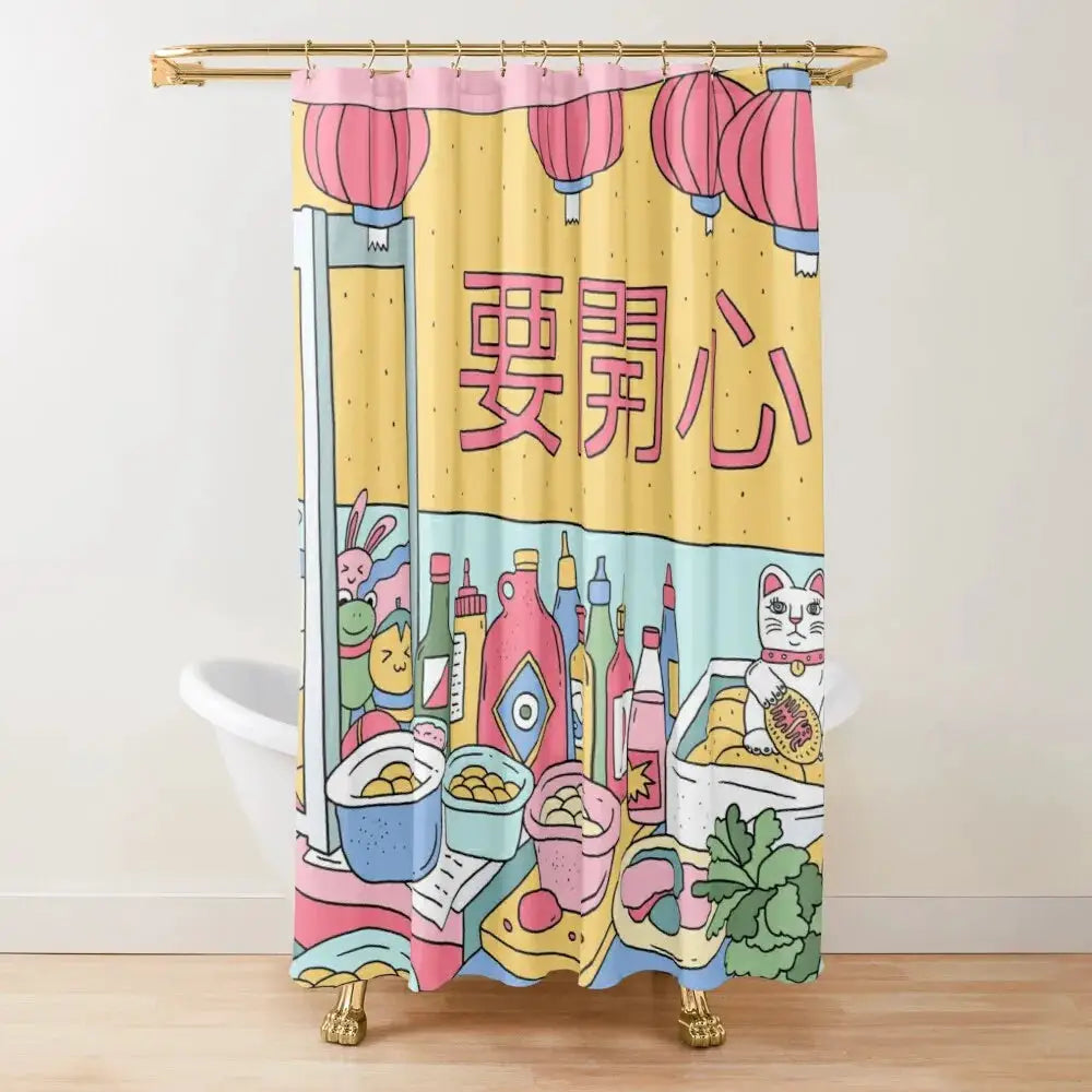 Japan Lucky Fortune Cat Shower Curtain Gold Coin Bathroom Decoration With Hook Polyester Fabric Waterproof Shower Curtain Hooks from PriceLows™