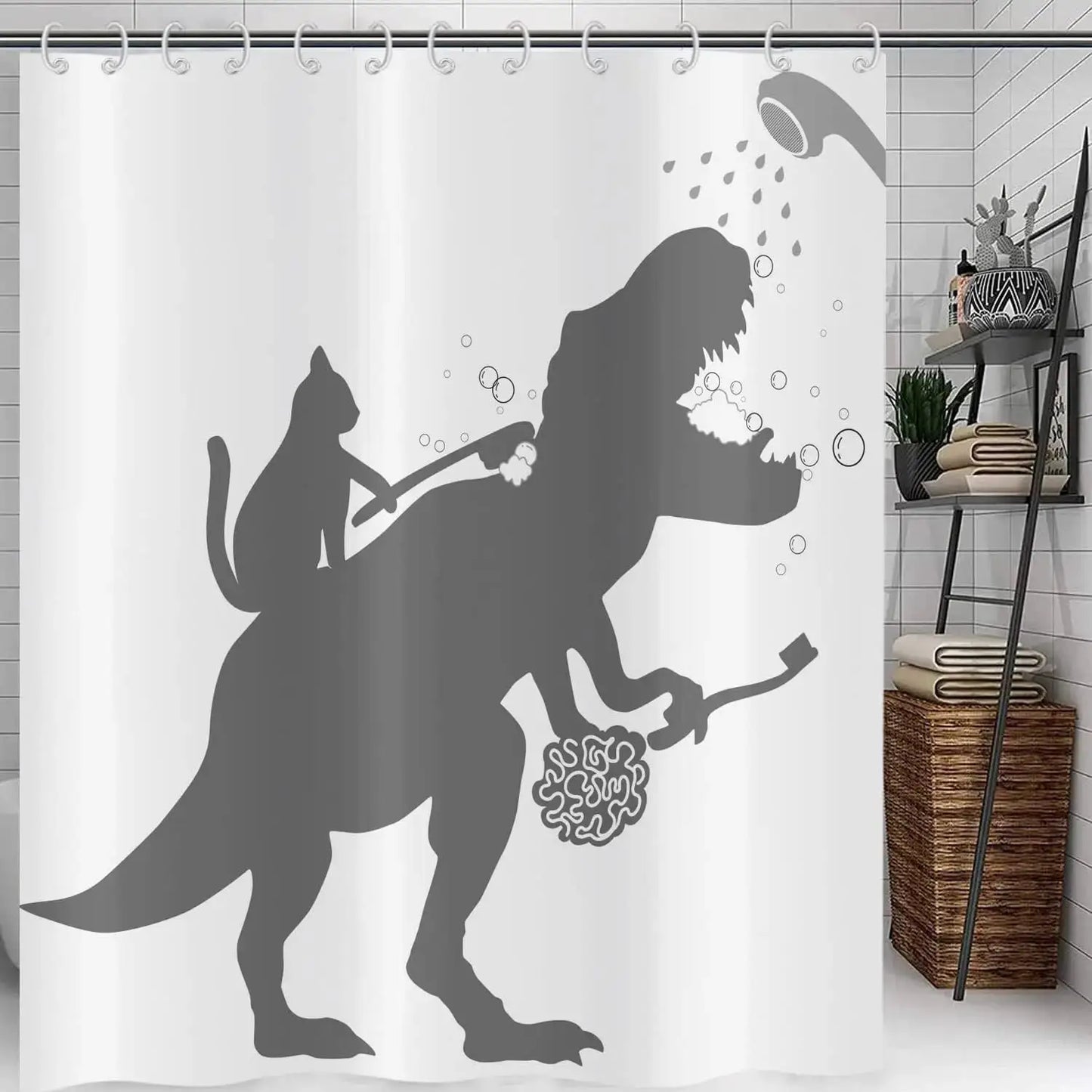 Cute Cat Blue Children Shower Curtain Waterproof Washable Polyester Material Bathroom Decorative Curtain with Hook from PriceLows™