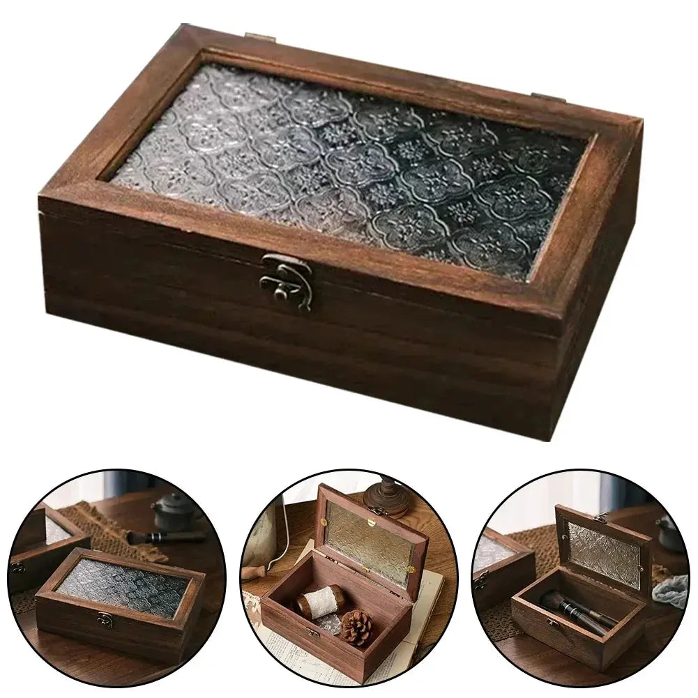 Retro Wooden Storage Box Plain Wood With Lid Multifunction Hinged Boxes Gift Packing Jewelry Case Box Home Sundries Storage Box/ from PriceLows™