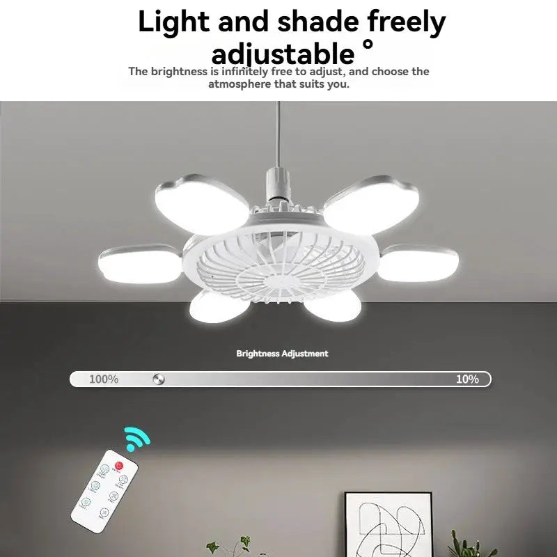 Ceiling Fan Light | E27 Socket | Remote Dimmable LED | Bedroom Dormitory