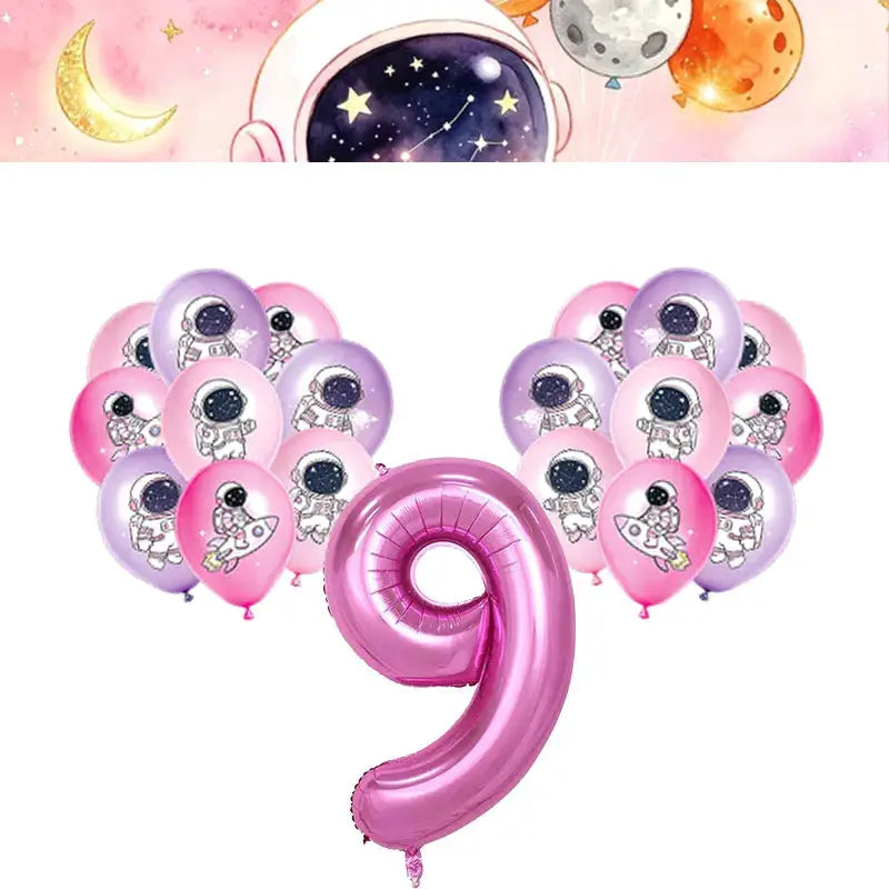 Astronaut Birthday Party Set | 61 Pcs Cup Plates Tablecloth