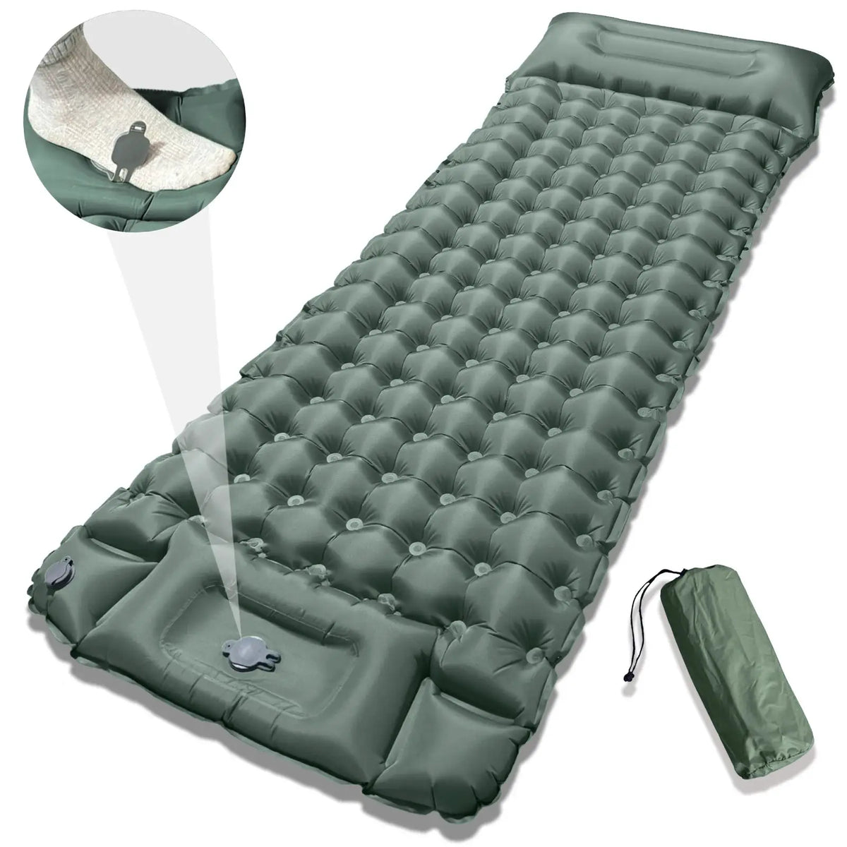Inflatable Sleeping Pad | 4 Inch Thick | TPU | Quick Inflation