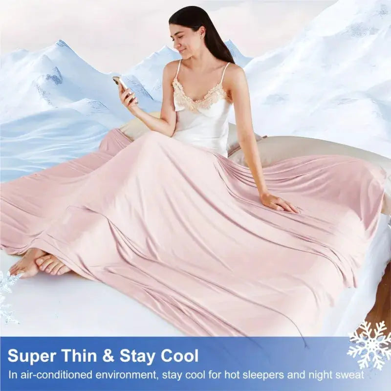 Summer Cooling Blanket | Ice Silk Texture | Lightweight Breathable | Adult Size