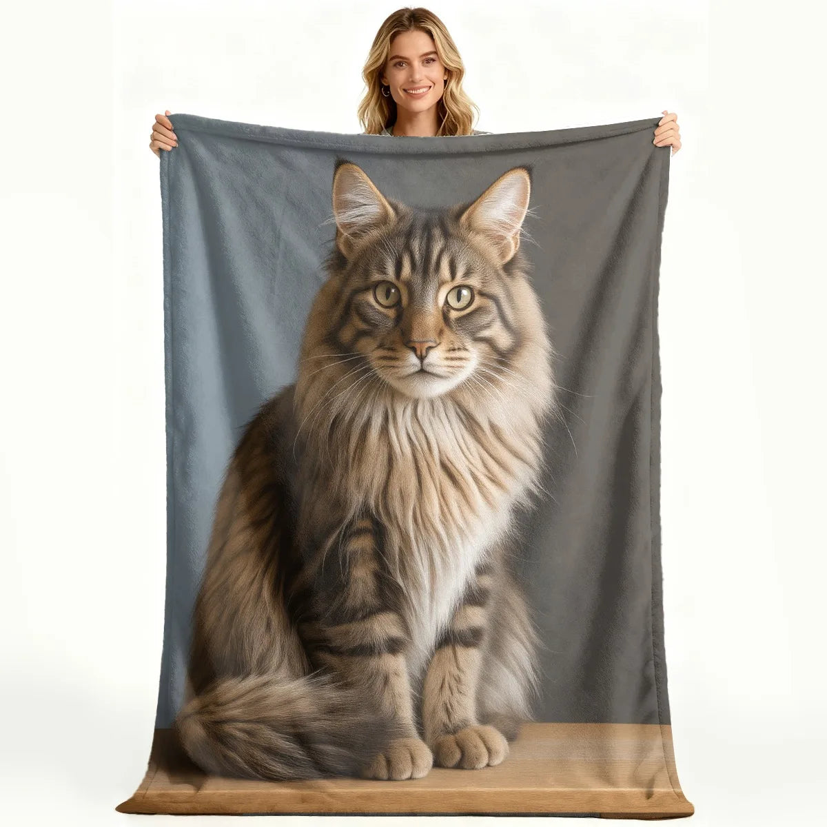 Giant Cat Face Print Fleece Blanket | 150x200 cm | Plush | One Size