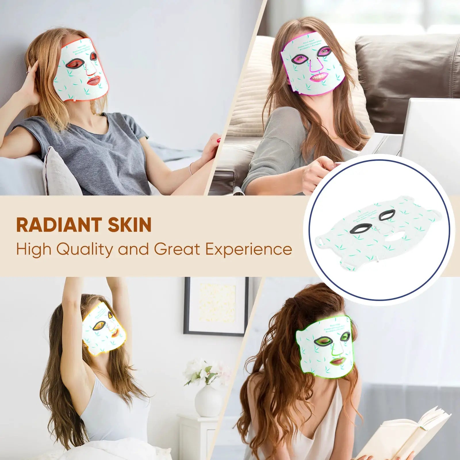 LED Face Mask 8 Colors Portable Red Light Near-infrared Facial Beauty Mask,Red & Blue LED Light Therapy, 3000mAh Rechargeable, for Photon Oil Control Skin Firming Whitening and Anti, at Home and Travel from PriceLows™