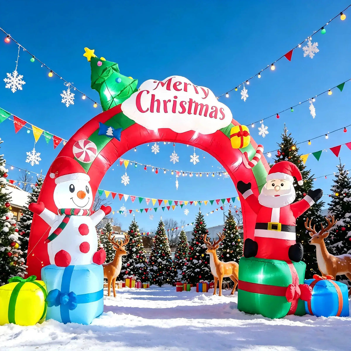 Christmas Inflatable Arch | 12.5 Ft | Built In Lights | Santa Claus