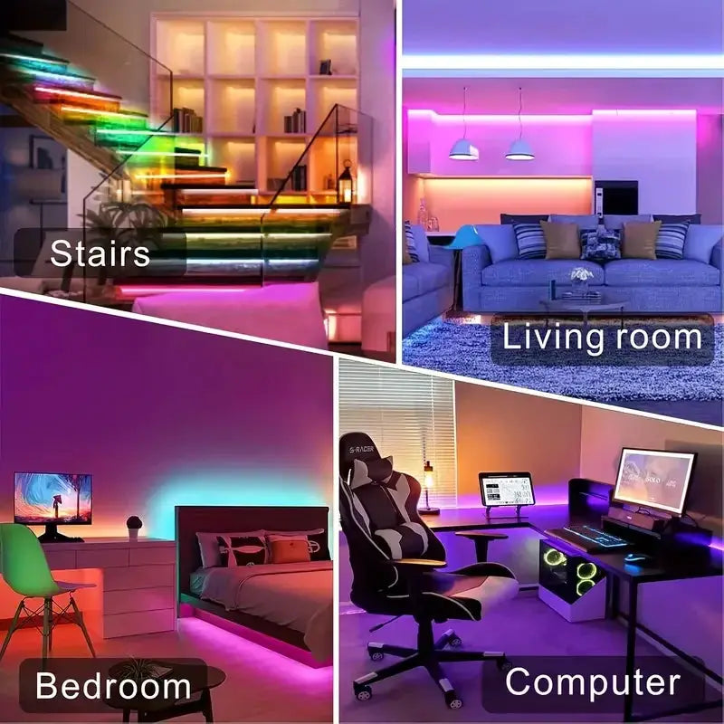 1-40m LED Strip Lights for Room Decoration, APP + 44-Key Remote Music Sync, 5V USB RGB Flexible Tape for TV Backlight from PriceLows™