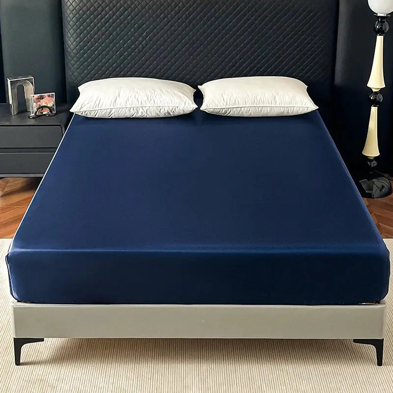 Satin Elastic Fitted Sheet Solid Mattress Cover 360 Band Bed Sheet for Single Double Couple King Queen Full Twin Bedsheet from PriceLows™