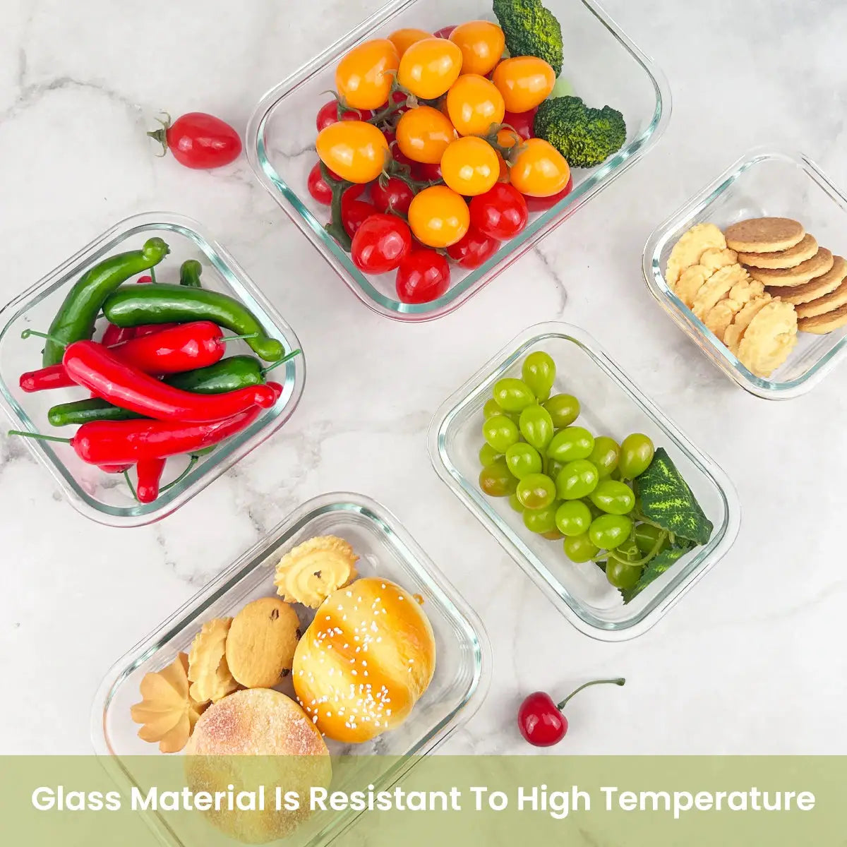 8pcs Glass Food Storage Containers Set Lunch Box Leakproof Airtight Microwave & Oven Safe Stackable Kitchen Organizers from PriceLows™
