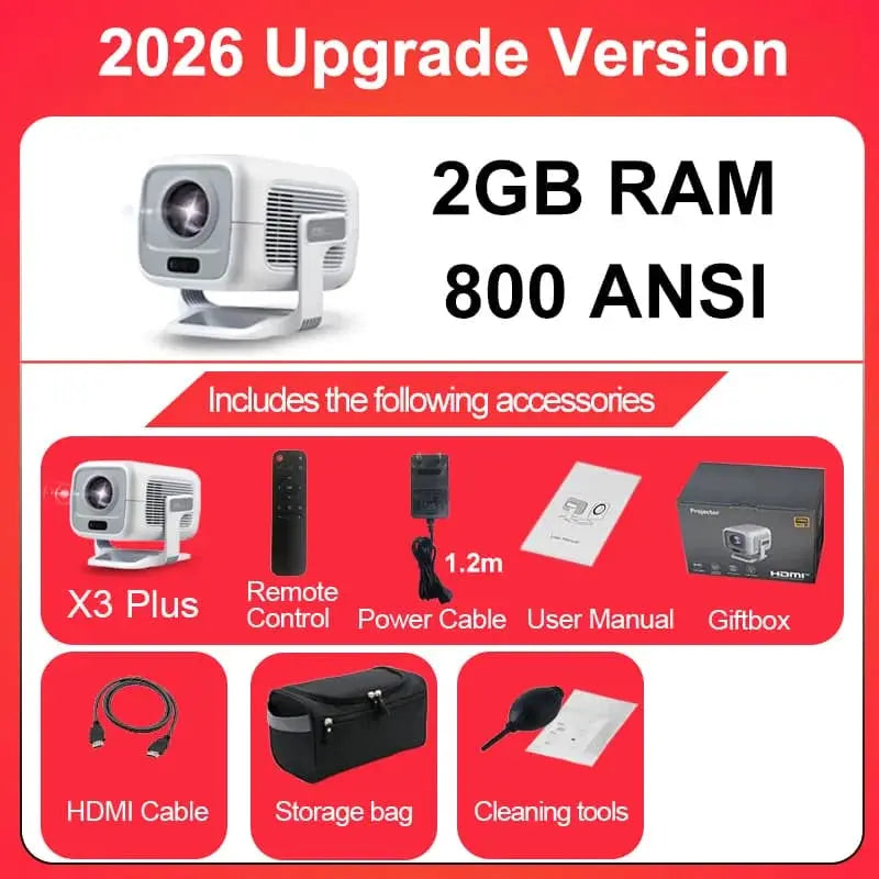Portable Projector | Native 1080P | WiFi6 Bluetooth | Android OS