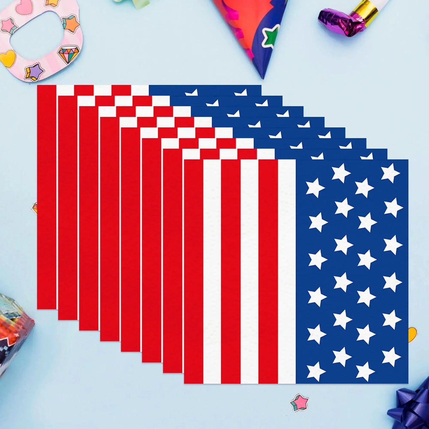 American Independence Day Napkins | Disposable Paper | 20 Pack | Red White Blue