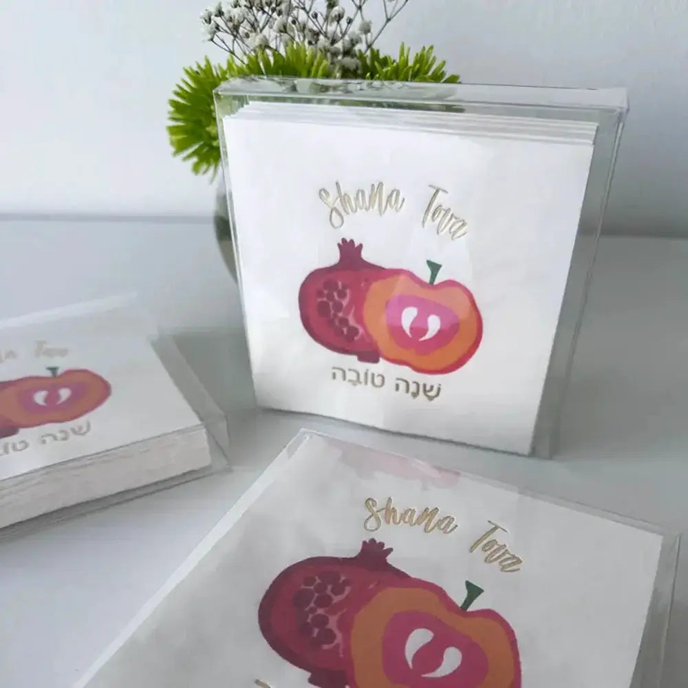 Cocktail Napkins | Rosh Hashanah Theme | Premium Cloth | 40 Pack