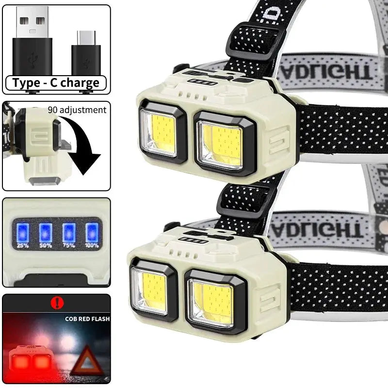 Powerful Induction COB LED Headlamp USB Rechargeable Head Flashlight Work Light Outdoors Camping Search Light Fishing Head Torch from PriceLows™