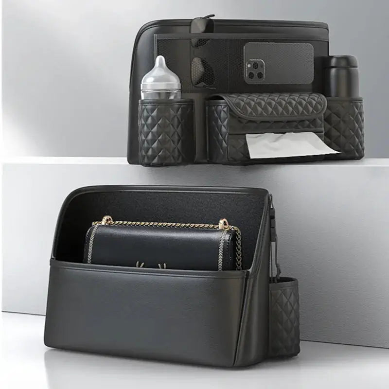 Leather Car Seat Middle Hanger Storage Bag Luxury Auto Handbag Holder Between Seats Tissue Water Cup Pockets Stowing Tidying from PriceLows™