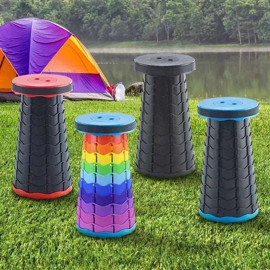 Portable Plastic Folding Telescopic Chair, Lightweight Adjustable Stool for Fishing Beach Camping, Compact Outdoor Foldable Seat from PriceLows™