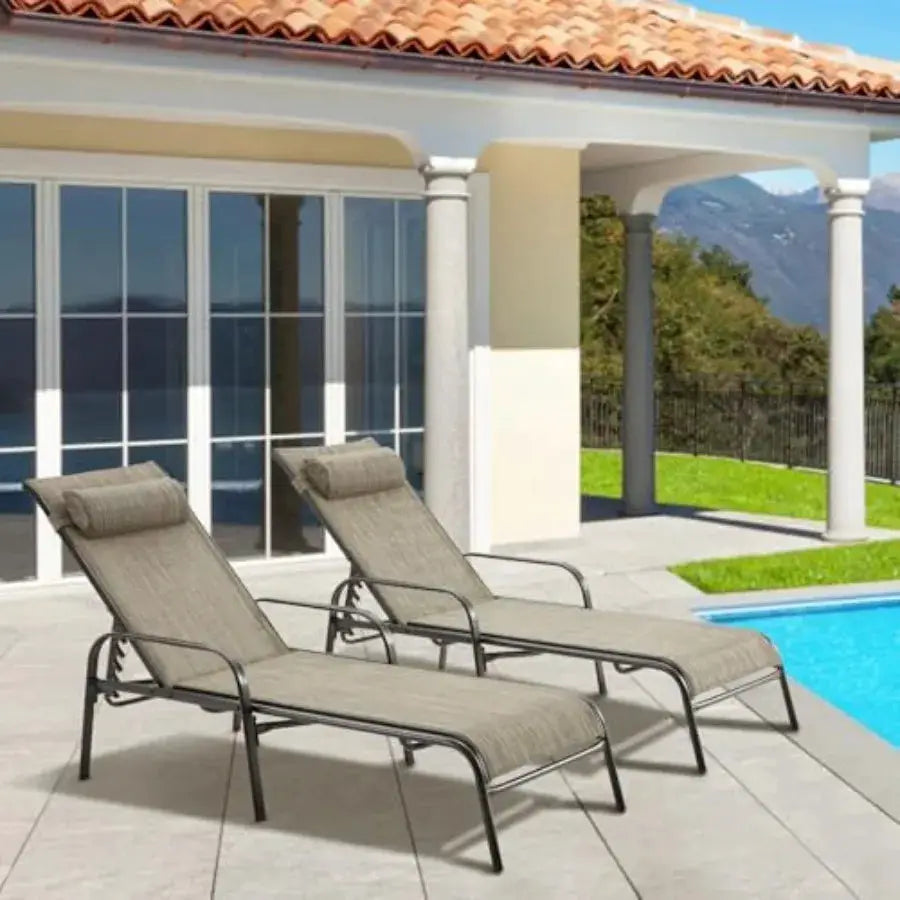 Patio Lounge Chairs Set of 2, All-Weather Waterproof Upgraded Outdoor Pool Chaise Lounge Chairs with Adjustable Backrest for Be from PriceLows™