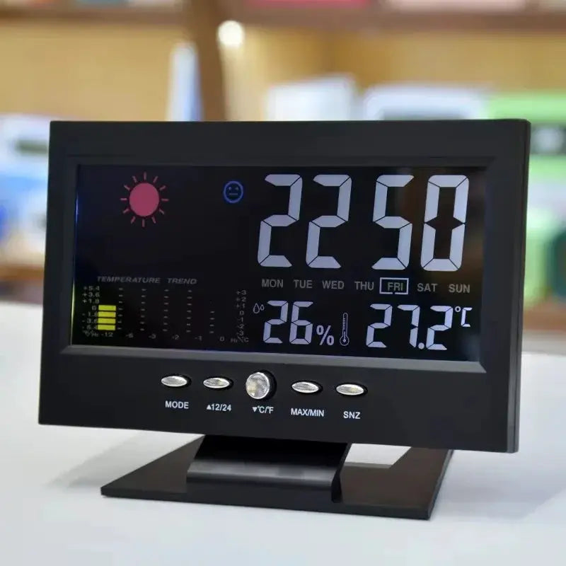 Multi-functional Weather Station Clock Thermometer Hygrometer Calendar Digital Lcd Display Temperature And Humidity Meter from PriceLows™