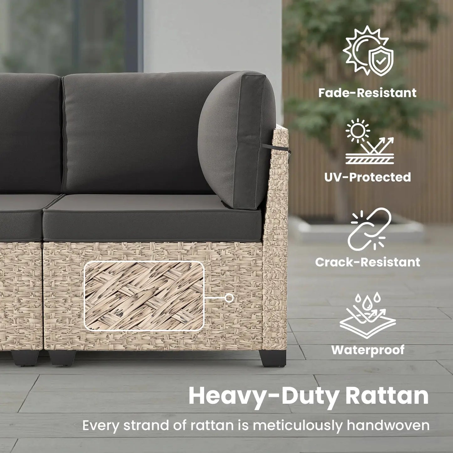 7-Piece Patio Furniture Set, Outdoor Rattan Sectional Sofa with Tempered Glass Table, All-Weather, for Garden, Porch, Backyard from PriceLows™