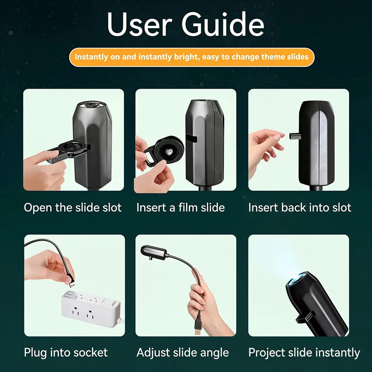 LED Projector Night Light | Adjustable Patterns | USB Powered | 4 6 10 Pack