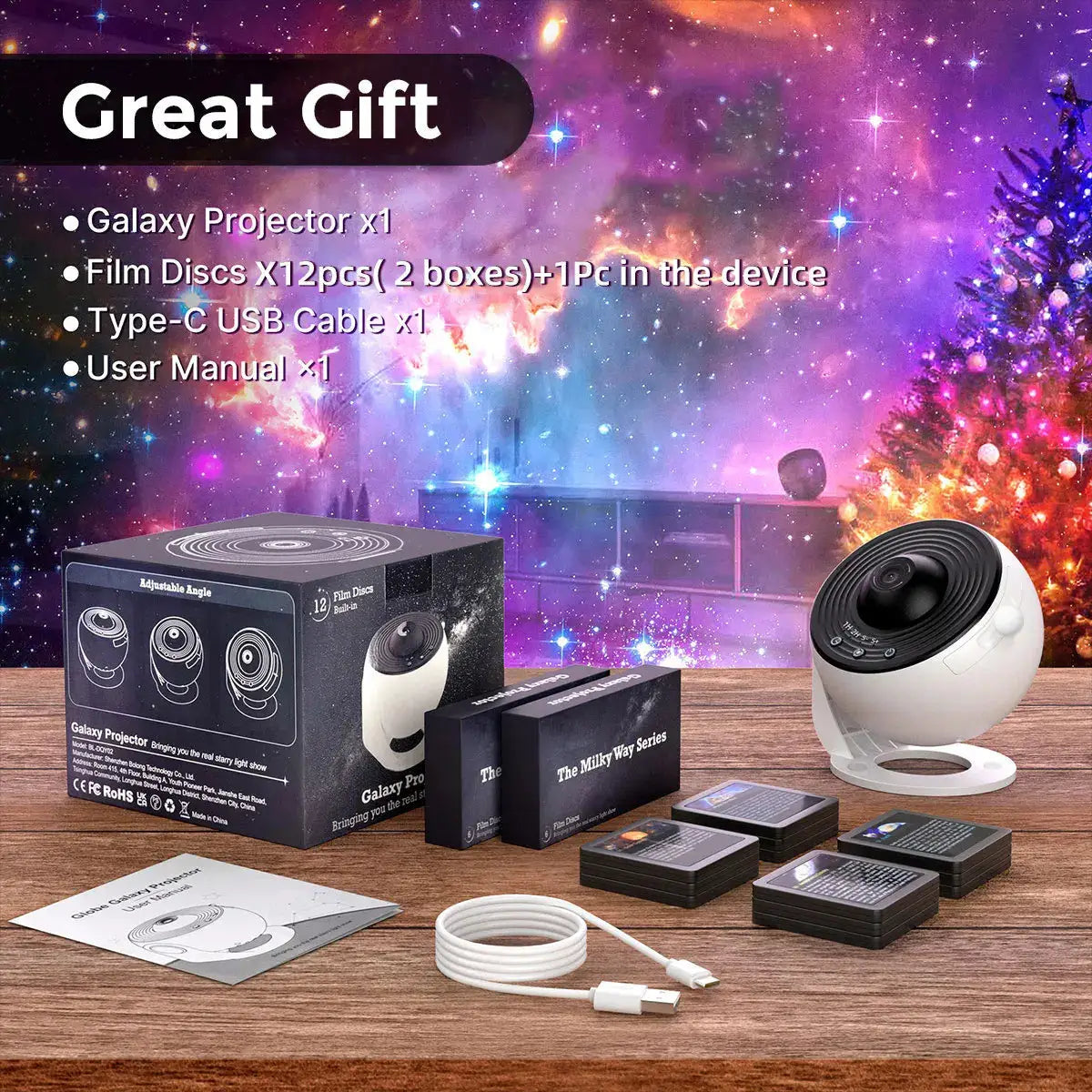 13 In 1 Galaxy Ultral Star Projector HD Image Area LED Night Light, 13 Film Discs,360° Rotate 1/2h Timer for Kids&Adults Bedroom from PriceLows™