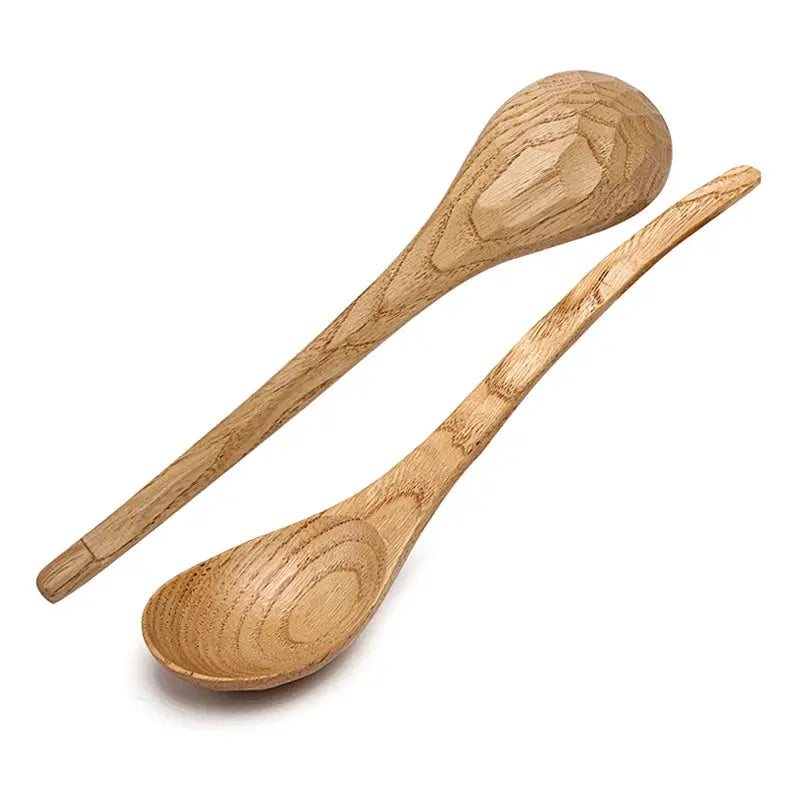 2Pcs Wooden Spoon Long Handled Ramen Soup Spoon Big Japanese Style Kids Rice Dessert Cereal Dinning Spoon Wood Kitchen Tableware from PriceLows™