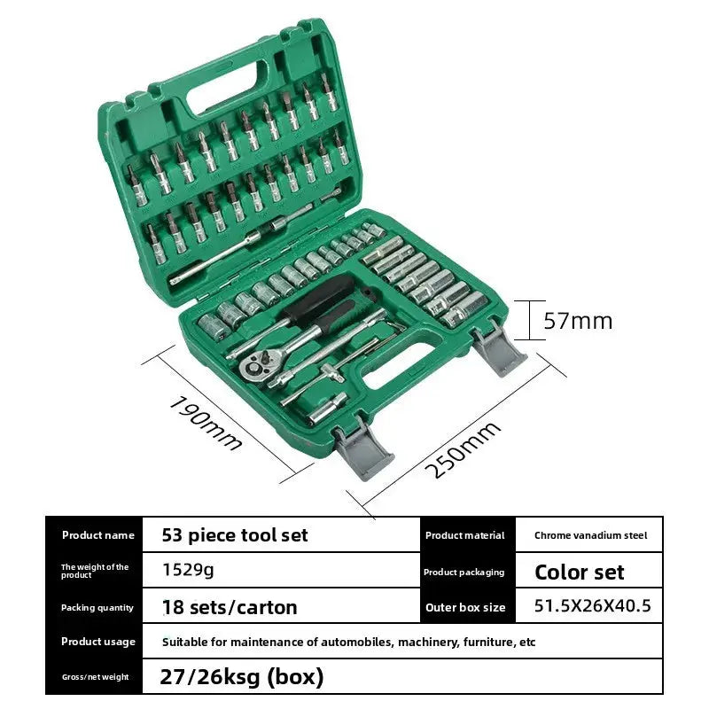 53-piece 24-tooth Auto Repair Tool Kit, Maintenance and Repair Hardware Tool Set, Household Hardware Repair Kit Combination from PriceLows™
