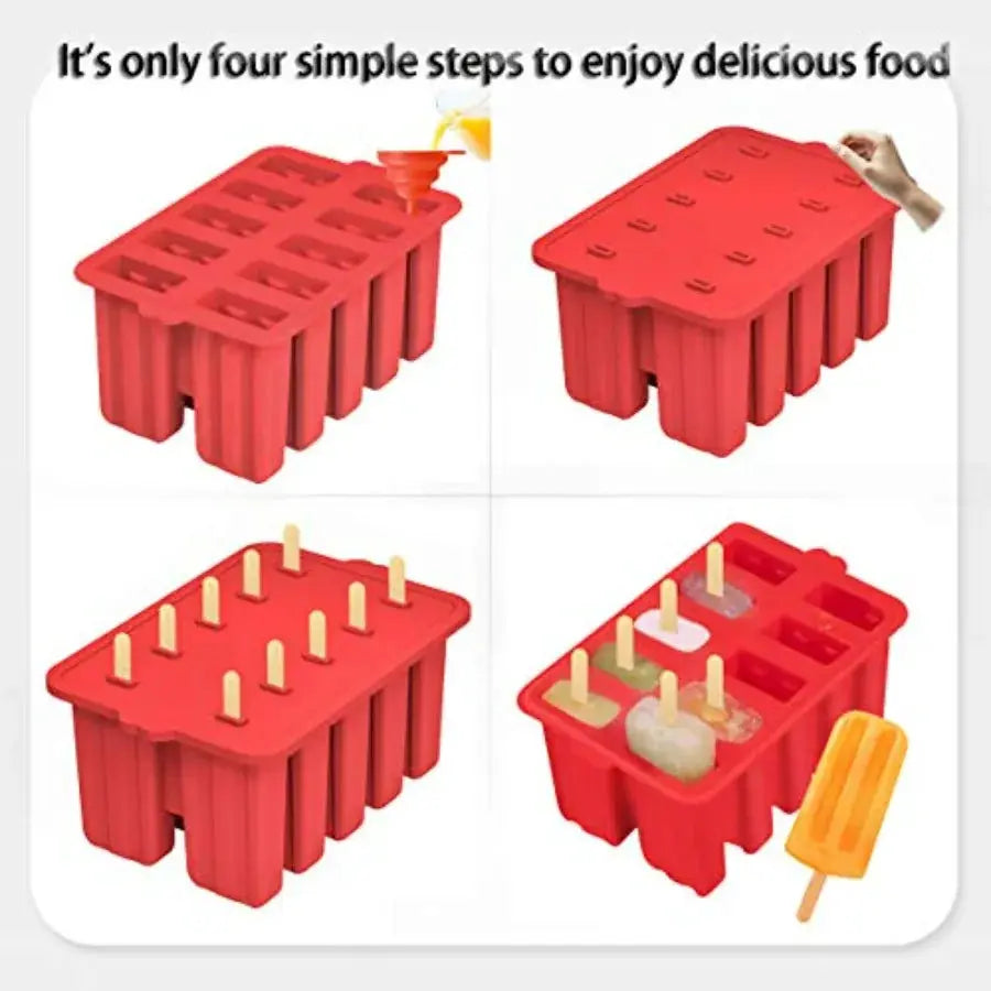 Silicone Popsicle Molds, 10 Cavity Homemade ICE Popsicle Molds Food Grade BPA-Free with Popsicle Maker Sticks Popsicles Bags A from PriceLows™