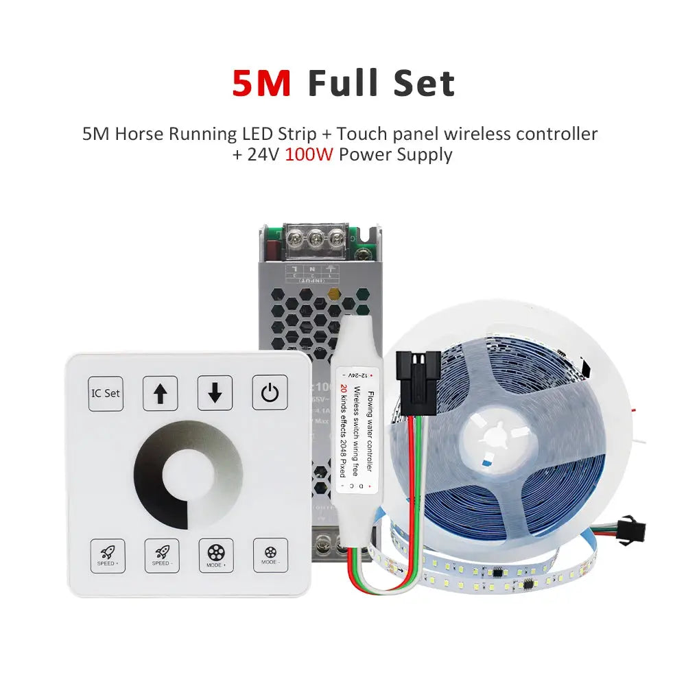 20M 15M 5M 10M Running Water Flowing LED Strip Light DC24 WS2811 SMD2835 Horse Race Pixel Addressable Flexible Linear Lamp Set from PriceLows™