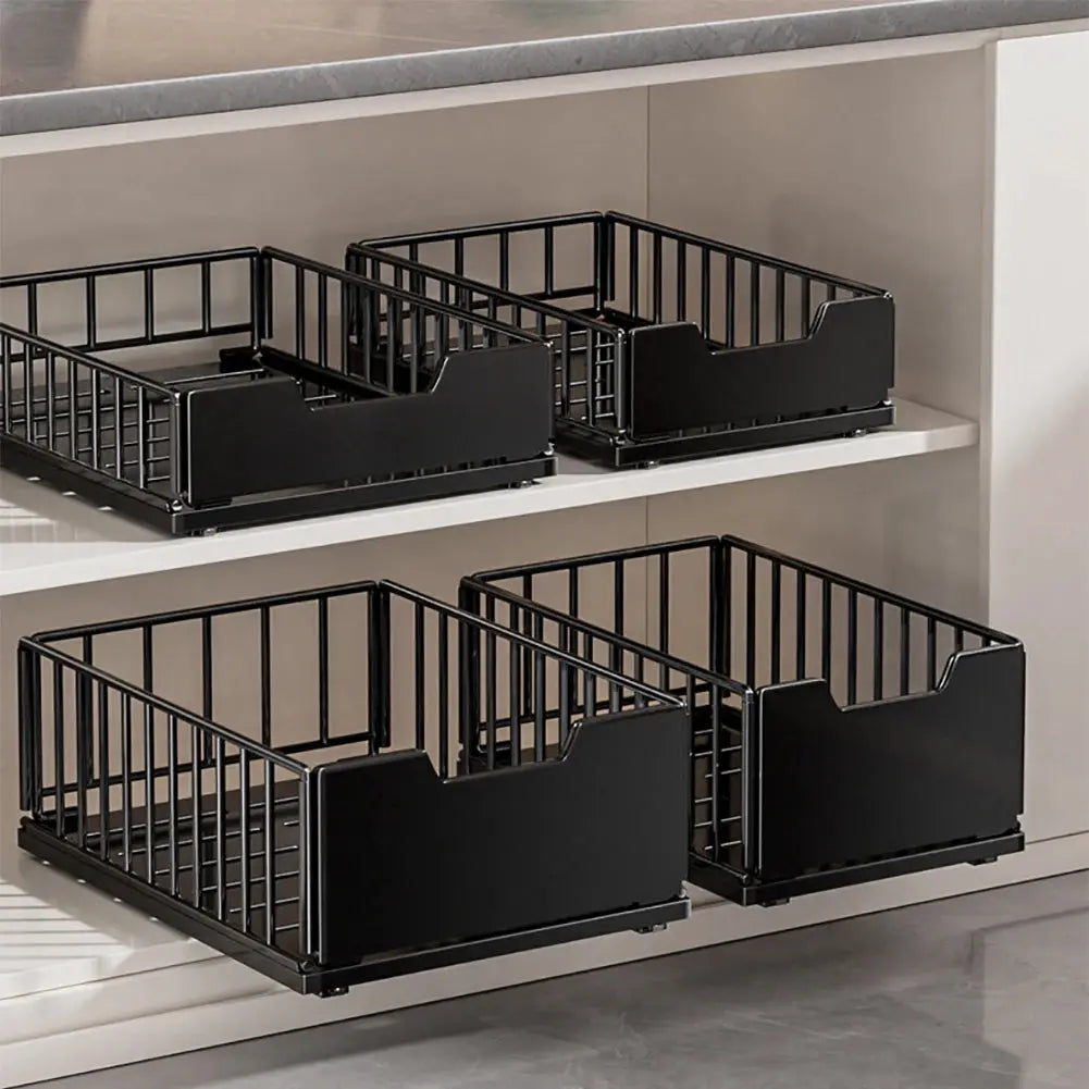Pull Out Cabinet Organizer, Carbon Steel Foldable Slide Out Drawers Storage Rack For Kitchen Cabinets Bathroom Cabinet Organizer from PriceLows™