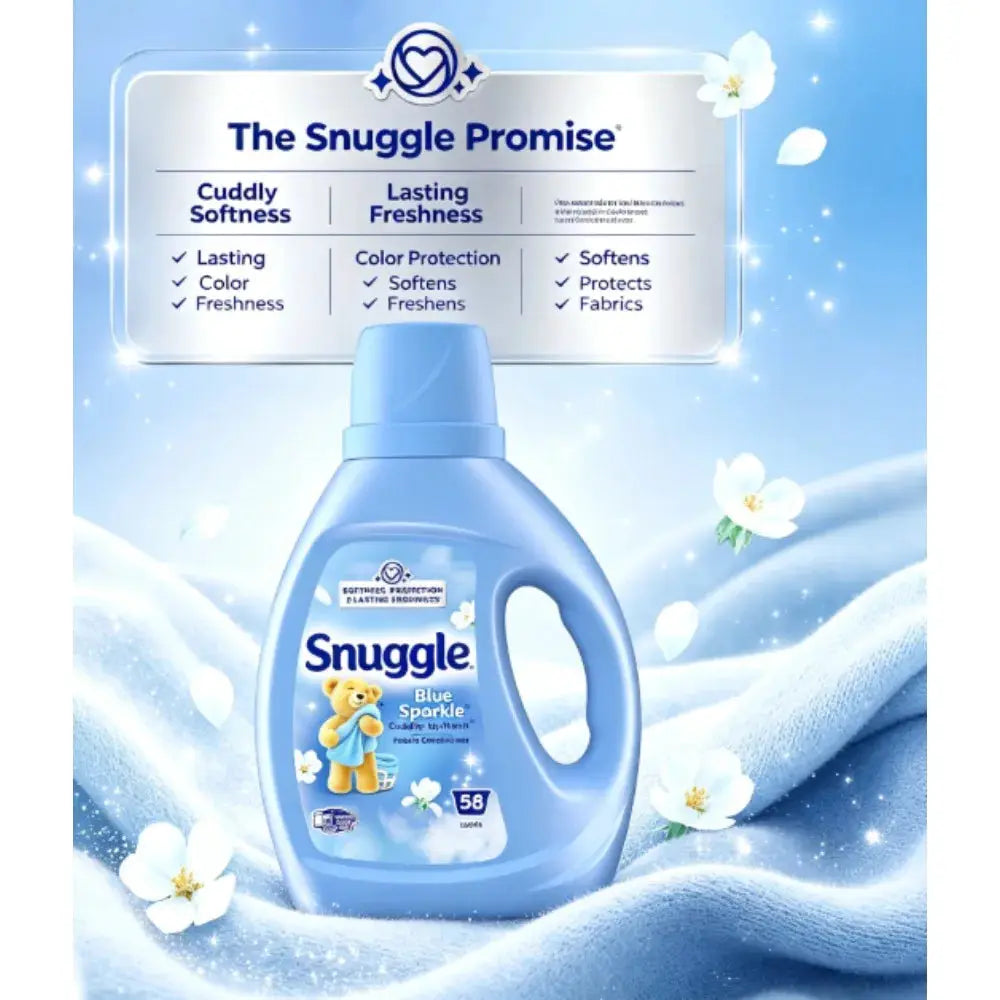 Liquid Fabric Softener | Blue Sparkle Scent | 39.4 Oz | 58 Loads