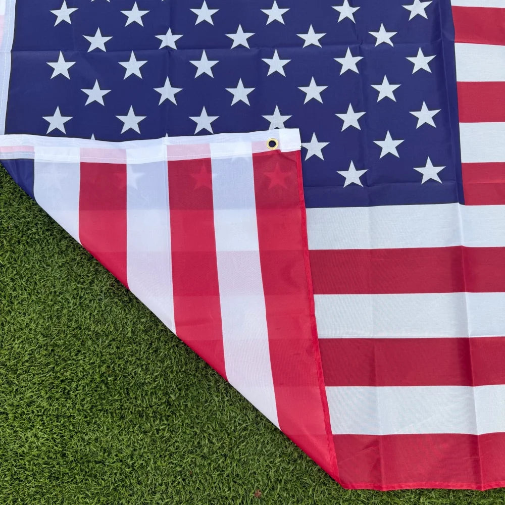 American Flag Banner | Double Sided Print | Left Side Brass Grommets | 150x90cm