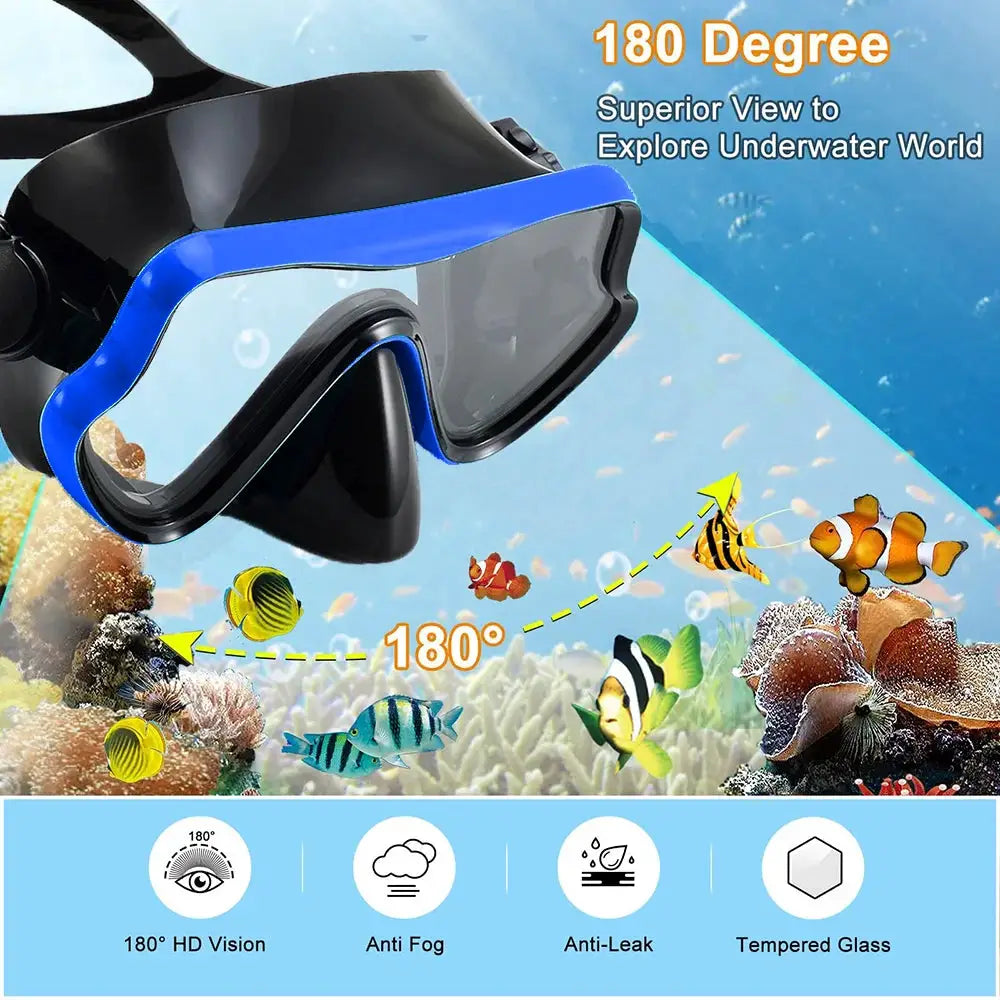 Mask Fin Snorkel Set Snorkel Gear for Adult Panoramic View Snorkel Mask Adjustable Dive Flipper Dry Top Snorkel and Travel Bag from PriceLows™