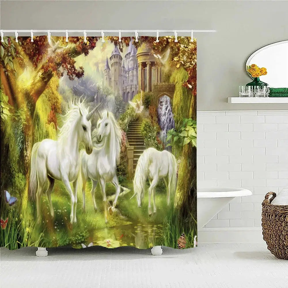 VIKAMA Funny Shower Curtains Bathroom Curtain With Hooks Decor Waterproof Cute Cat Dinosaur 3D Cortinas De Ducha from PriceLows™