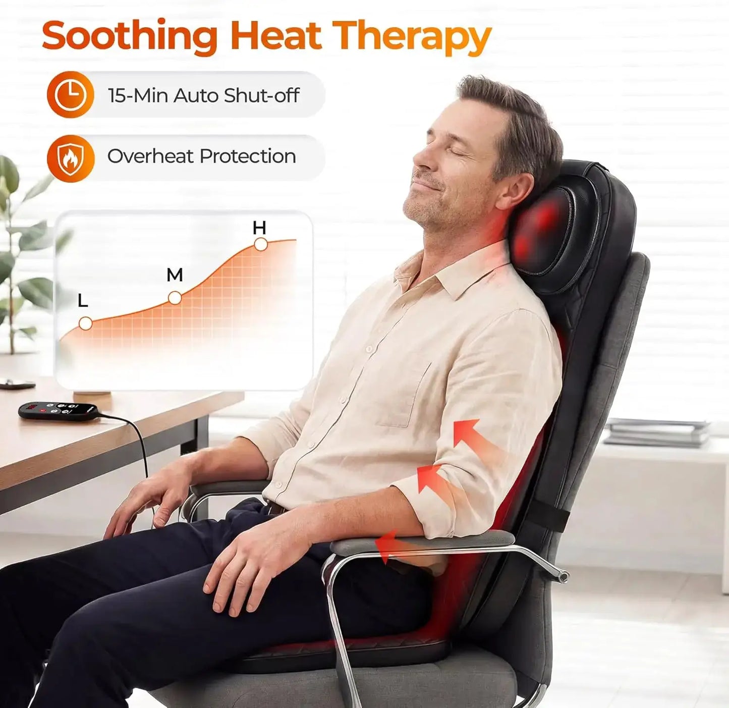 Massage Chair Pad | Shiatsu Kneading With Heat | UL Adapter Included | One Size
