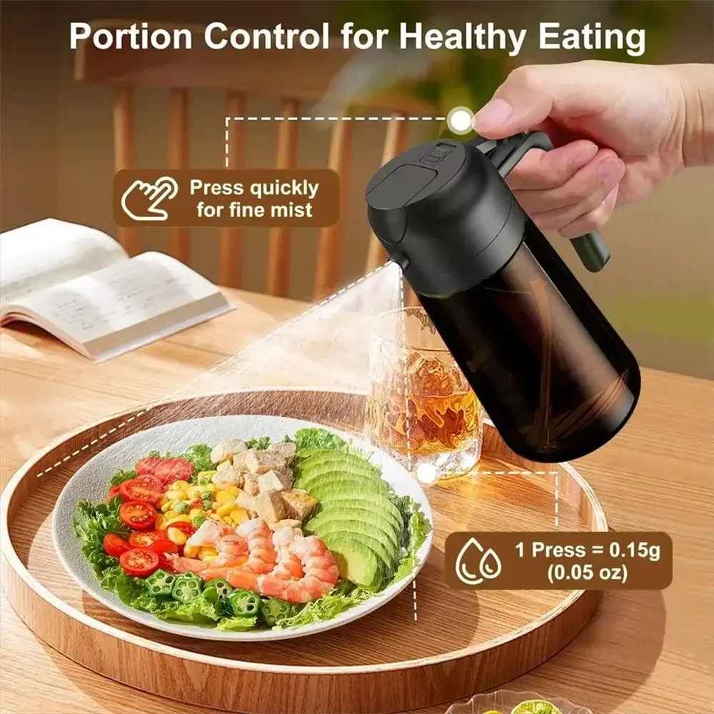 Oil Dispenser | 2-in-1 Sprayer | Glass, Leakproof | 16oz
